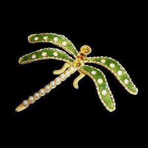 Huge Vintage Gerard Yosca Enamel Dragonfly Brooch